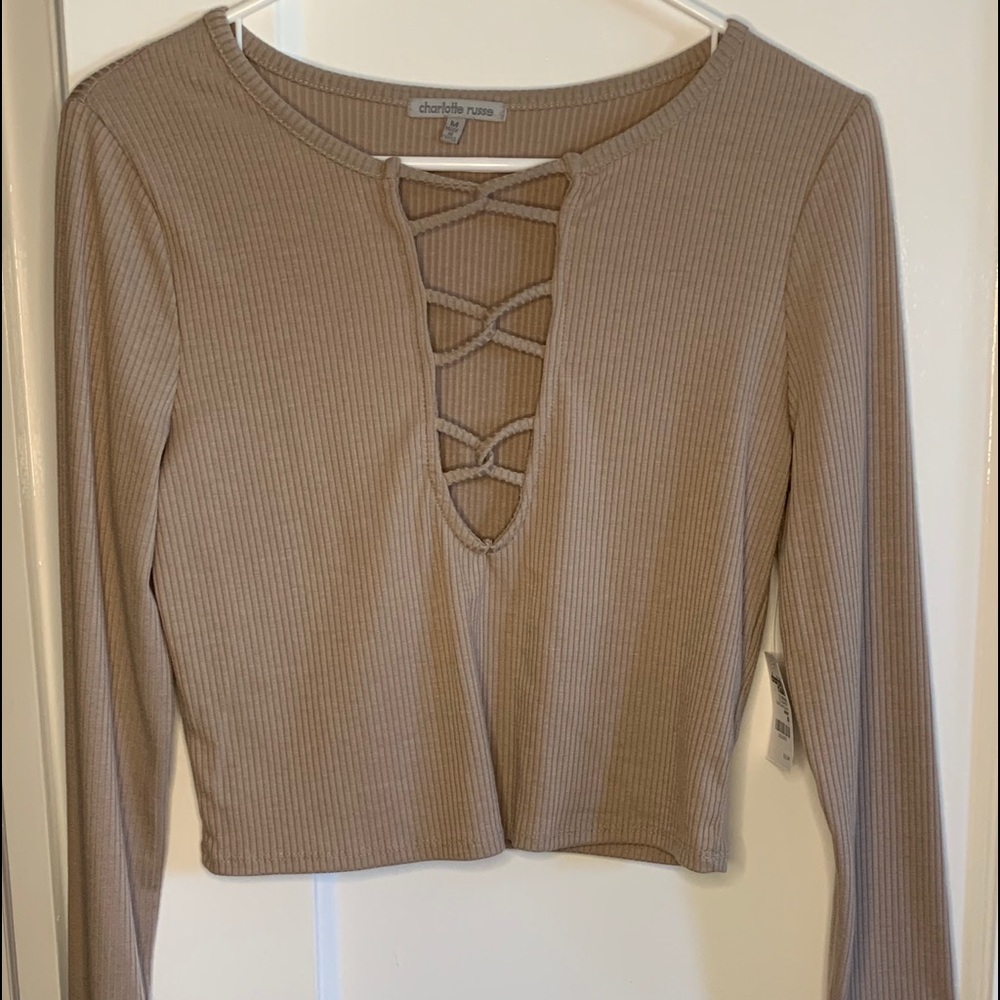 Long Sleeve Tan Crop Top
